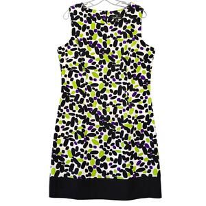 Ronni Nicole White Black Dress Stretch Sleeveless Polka Dot Midi Women's Size 16